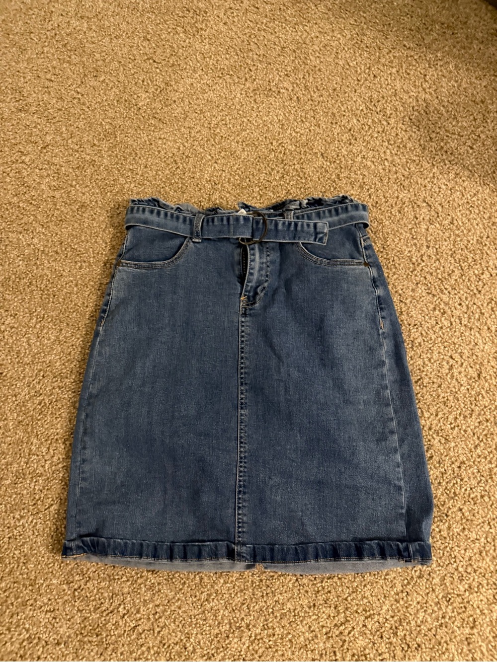 Cato Dark Blue Denim Belted Pencil Skirt